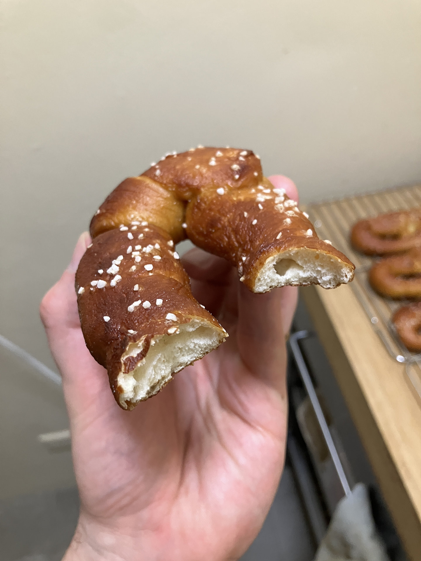A photograph of soft pretzels.