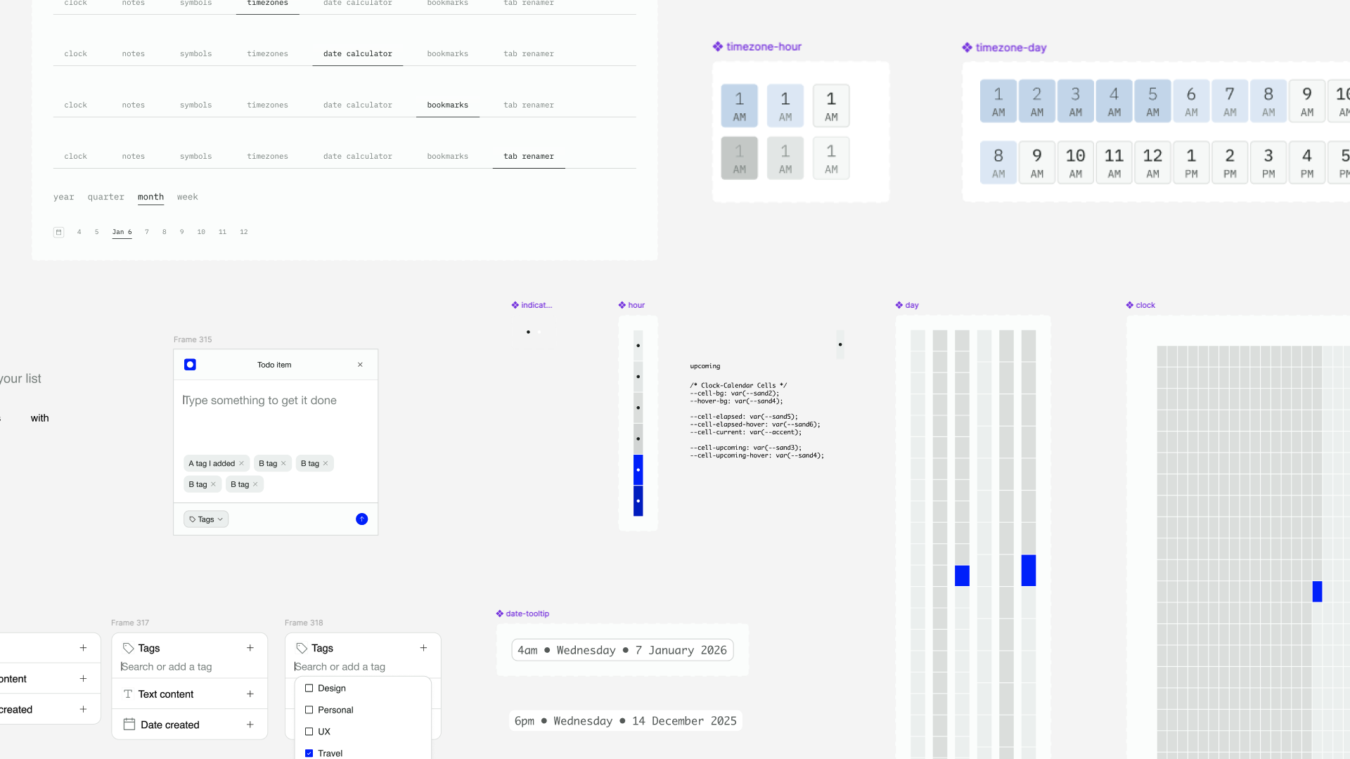 Tabba design system in Figma with type, color, and component tokens