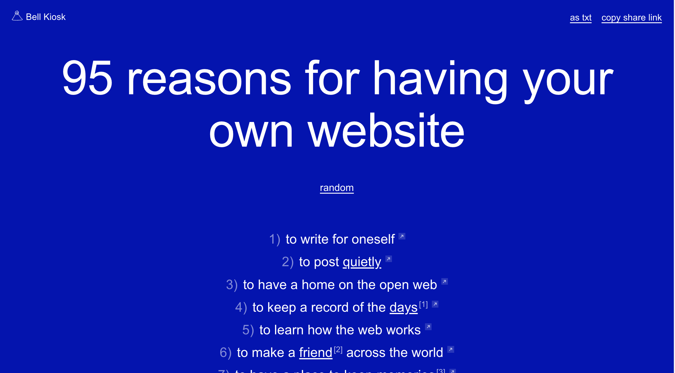 A screenshot of the 95 reasons for having your own website blog post