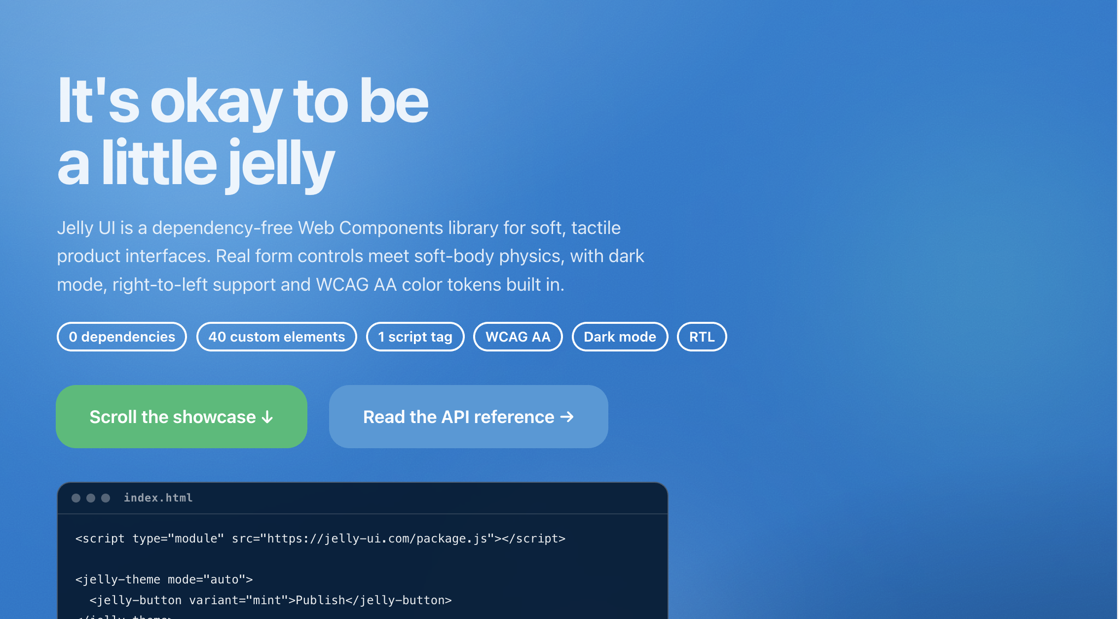 A screenshot of the Jelly UI website
