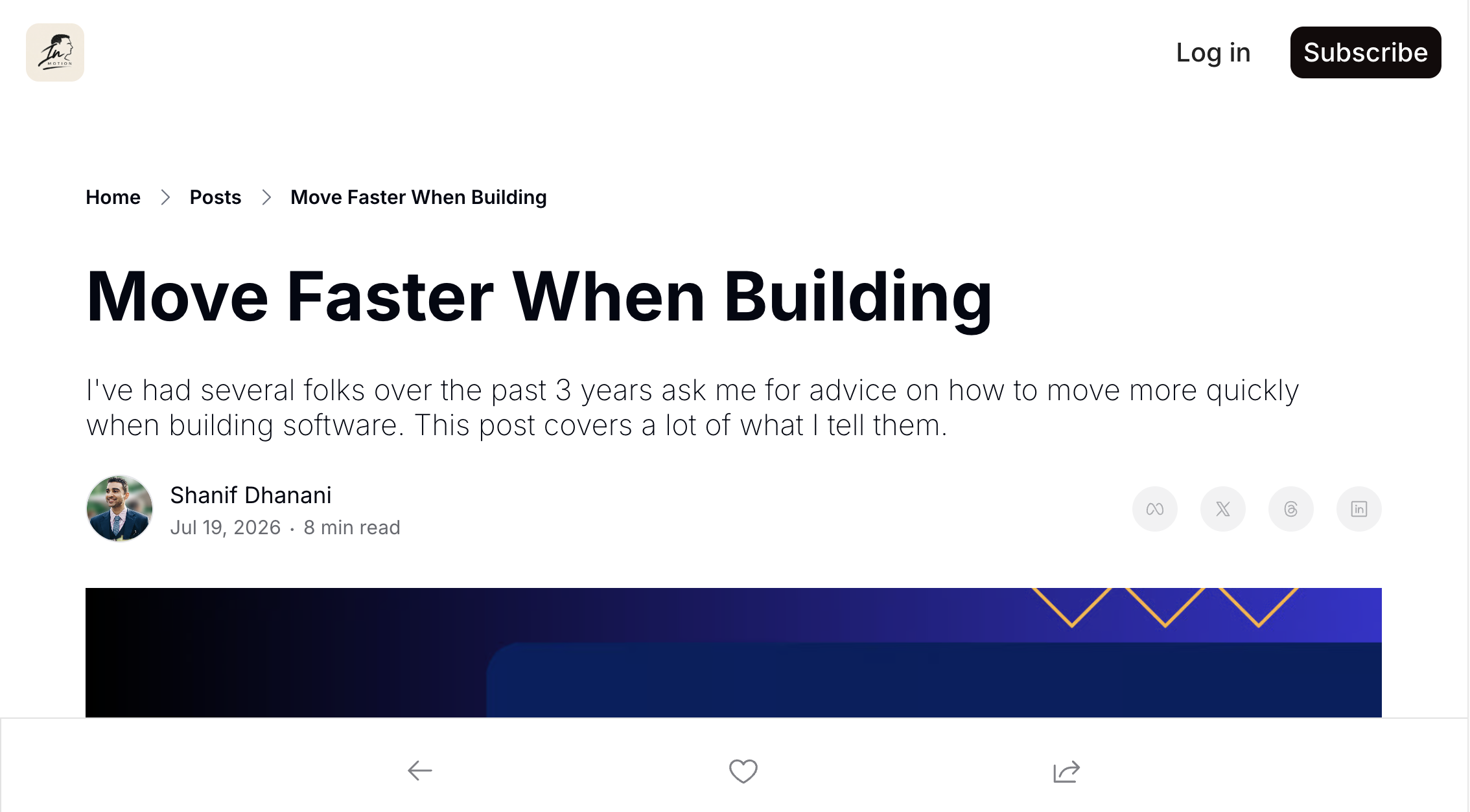 A screenshot of the Move Faster When Building article